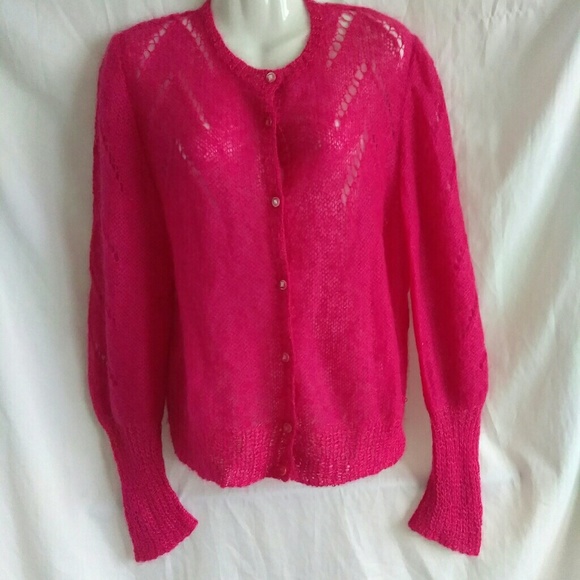 luv tricot Sweaters - VTG Italian Mohair SOFT Pink Lightweight Cardigan